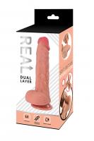 Реалистичный фаллоимитатор REAL Dual Layer, dual silicone, 17х4 см 