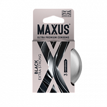 Презервативы MAXUS Extra Strong №3 с железным кейсом, черные, утолщенные, 3 шт 